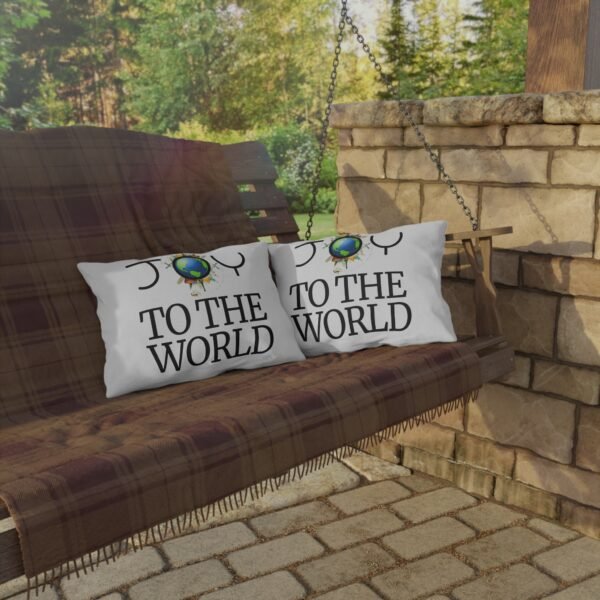 Joy to the World Outdoor Pillow,  Holiday Globe Decorative Cushion, Double Sided Print