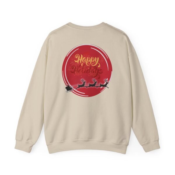 Holiday Crewneck Sweatshirt, Happy Holidays Santa Sleigh Graphic, Cozy Crewneck Sweatshirt, Winter Apparel, Minimalist Holiday Sweater, Soft Cotton Blend