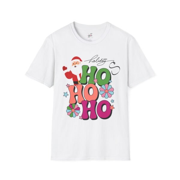 Women's Christmas Santa Claus T-shirt , Retro Floral Christmas Tee, Festive Outfit,  Holiday Apparel