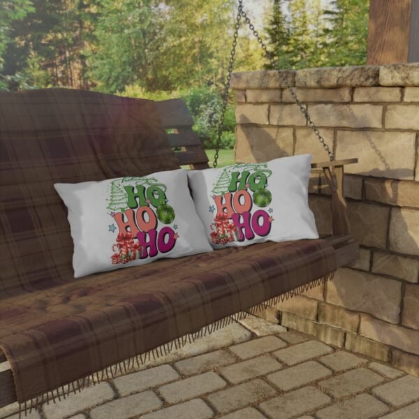 Christmas Outdoor Pillow,  Happy Holiday Decorative Cushion with Ornaments Gifts, Double-Sided Print