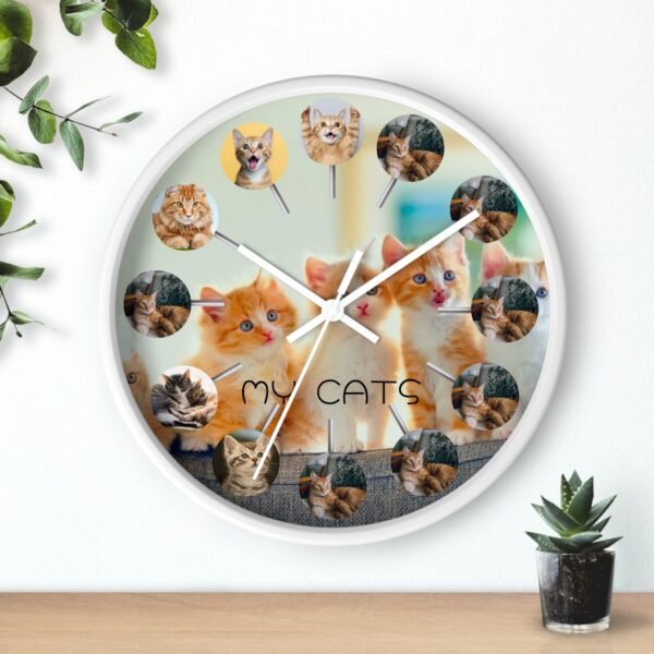 Purrfect Memories Clock Custom Kitten, Collage Wall Clock for Cat Lovers