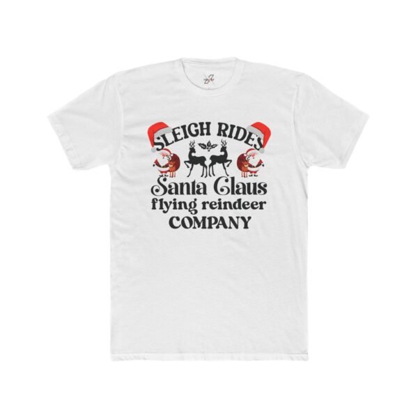 Sleigh Rides Santa Claus Flying Reindeer Company T-Shirt, Classic Crew, Casual Holiday Fashion