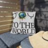 Joy to the World Outdoor Pillow,  Holiday Globe Decorative Cushion, Double Sided Print