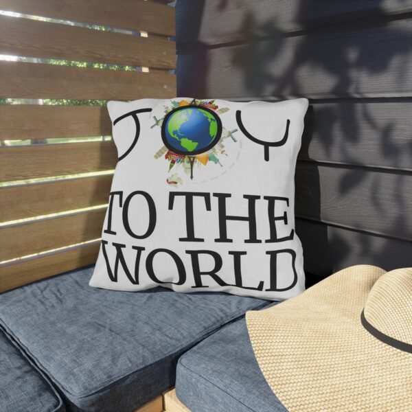 Joy to the World Outdoor Pillow,  Holiday Globe Decorative Cushion, Double Sided Print