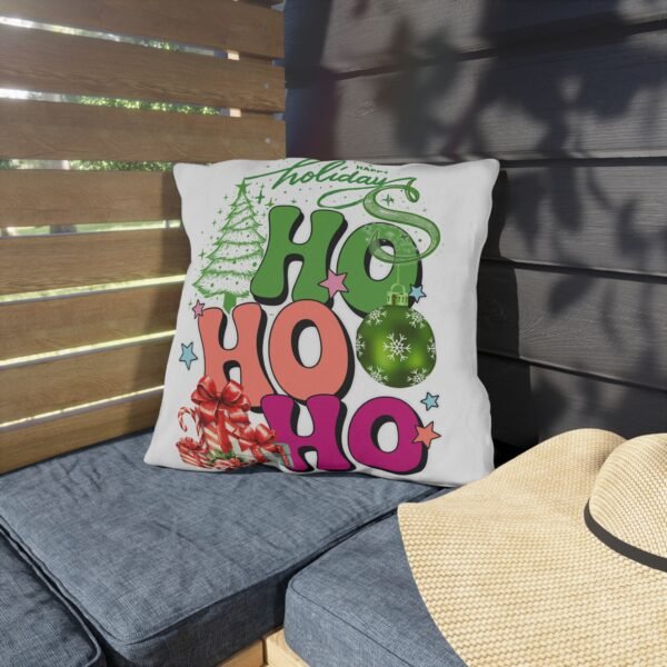 Christmas Outdoor Pillow,  Happy Holiday Decorative Cushion with Ornaments Gifts, Double-Sided Print
