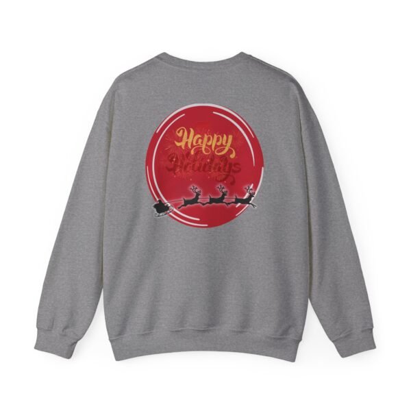 Holiday Crewneck Sweatshirt, Happy Holidays Santa Sleigh Graphic, Cozy Crewneck Sweatshirt, Winter Apparel, Minimalist Holiday Sweater, Soft Cotton Blend