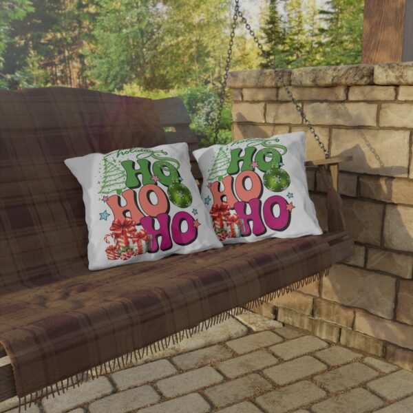 Christmas Outdoor Pillow,  Happy Holiday Decorative Cushion with Ornaments Gifts, Double-Sided Print