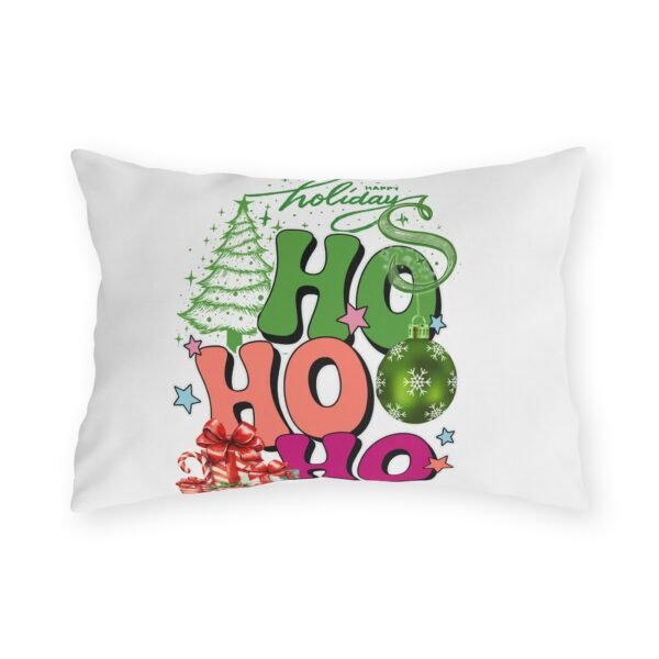 Christmas Outdoor Pillow,  Happy Holiday Decorative Cushion with Ornaments Gifts, Double-Sided Print