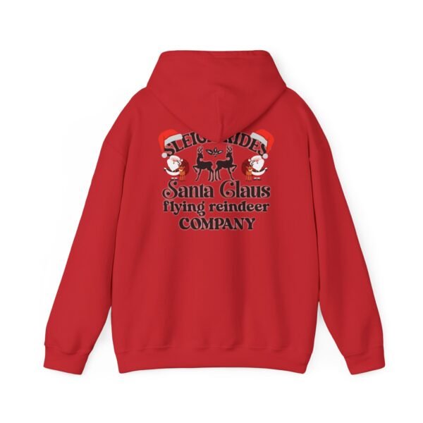 Sleigh Rides Santa Claus Flying Reindeer Company Hoodie, Christmas Holiday, Vintage Holiday Print On The Back