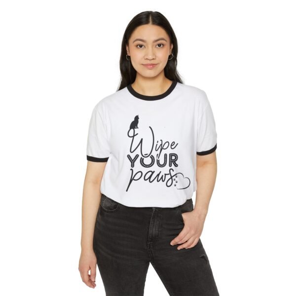 4491578235074137754_2048.jpeg Lightweight Women's Shirt, Wipe Your Paws Retro Ringer Tee, Cozy Style for Pet Lovers