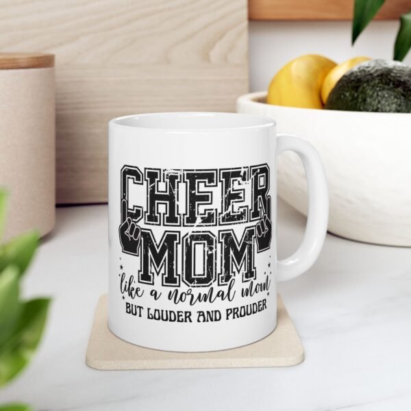 Cheer Mom Mug, Cheerleading Gift, Ceramic Coffee Cup, Cheer Coach Present, Team Spirit Mug, Cheerleader Mom, Motivational Drinkware