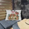 Merry Christmas Outdoor Pillow, Christmas pillow, holiday décor, outdoor cushion, vintage Christmas design