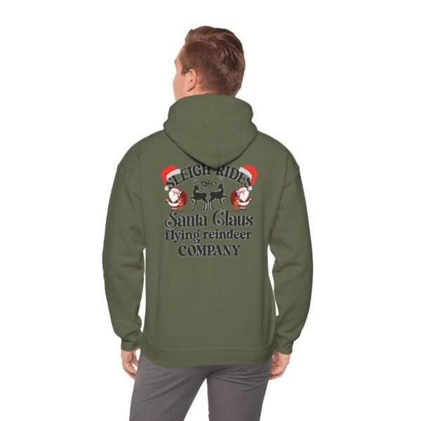 Sleigh Rides Santa Claus Flying Reindeer Company Hoodie, Christmas Holiday, Vintage Holiday Print On The Back