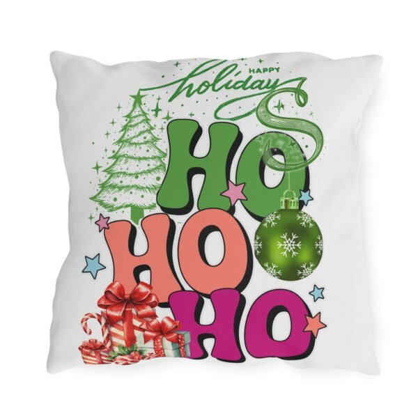 Christmas Outdoor Pillow,  Happy Holiday Decorative Cushion with Ornaments Gifts, Double-Sided Print