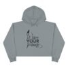 Women's Crop Hoodie, Wipe Your Paws Cat Graphic Cropped Hoodie
