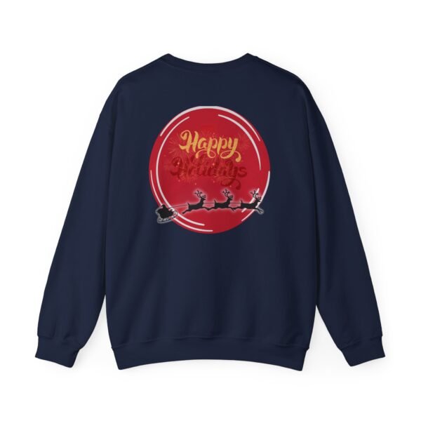 Holiday Crewneck Sweatshirt, Happy Holidays Santa Sleigh Graphic, Cozy Crewneck Sweatshirt, Winter Apparel, Minimalist Holiday Sweater, Soft Cotton Blend