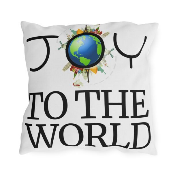 Joy to the World Outdoor Pillow,  Holiday Globe Decorative Cushion, Double Sided Print