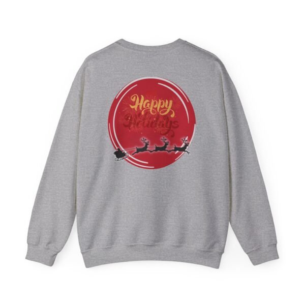 Holiday Crewneck Sweatshirt, Happy Holidays Santa Sleigh Graphic, Cozy Crewneck Sweatshirt, Winter Apparel, Minimalist Holiday Sweater, Soft Cotton Blend