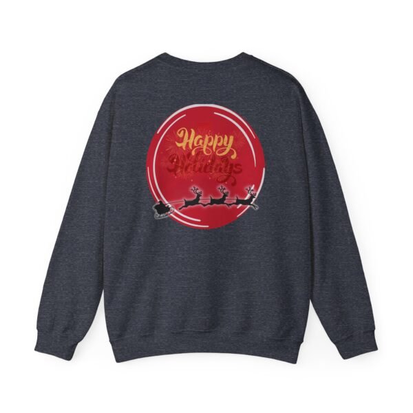 Holiday Crewneck Sweatshirt, Happy Holidays Santa Sleigh Graphic, Cozy Crewneck Sweatshirt, Winter Apparel, Minimalist Holiday Sweater, Soft Cotton Blend