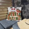 Merry Christmas Outdoor Pillow, Christmas pillow, holiday décor, outdoor cushion, vintage Christmas design