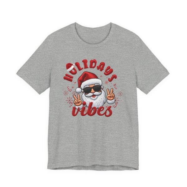 10518180483061276967_2048.jpeg Holidays Vibes Tee, Cool Santa Graphic Christmas T-Shirt, Embroidery Effect Design