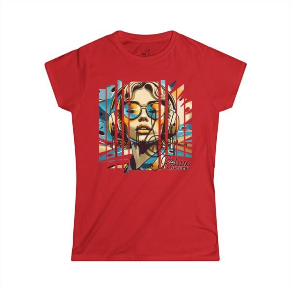 Women’s Coastal Softstyle Tee Lightweight, Breathable Beach Vibes Shirt for Everyday Comfort, Women’s Graphic Tee, Retro Sunglasses Portrait Tee