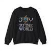 Joy To The World Sweatshirt , Earth Graphic Holiday Crewneck, 3D embroidery Effect Design
