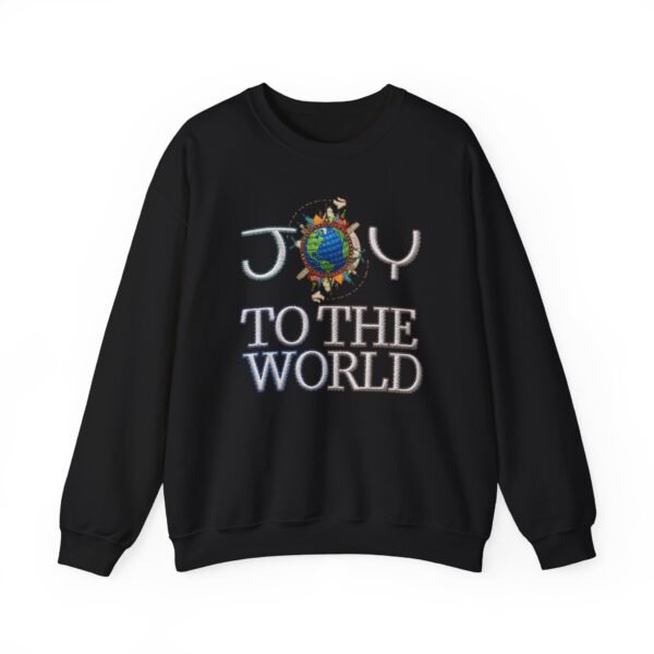 Joy To The World Sweatshirt , Earth Graphic Holiday Crewneck, 3D embroidery Effect Design