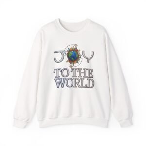 Joy To The World Sweatshirt , Earth Graphic Holiday Crewneck, 3D embroidery Effect Design