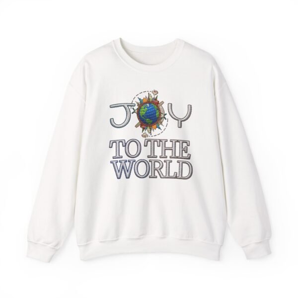 Joy To The World Sweatshirt , Earth Graphic Holiday Crewneck, 3D embroidery Effect Design