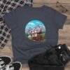 Cowboy Wagon Scene Women's Tee, Mountain Ranch Hayride Graphic Shirt