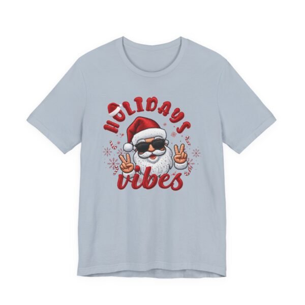 11301888257616150411_2048.jpeg Holidays Vibes Tee, Cool Santa Graphic Christmas T-Shirt, Embroidery Effect Design