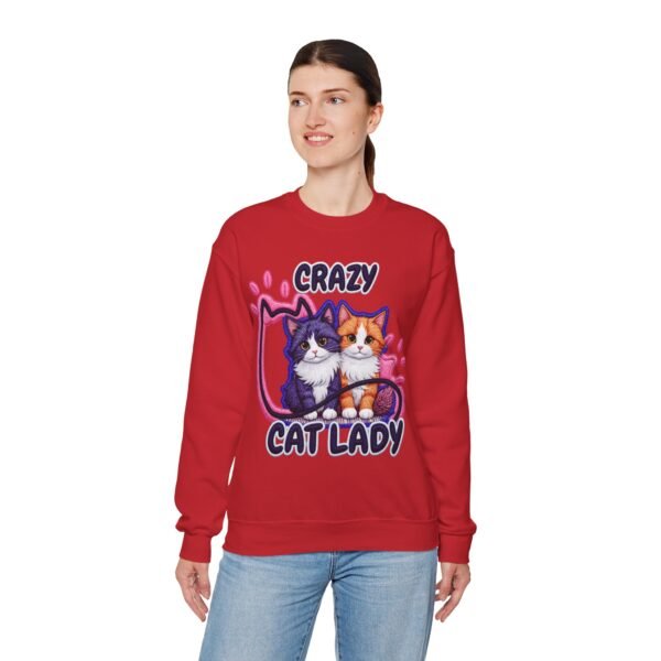 Crazy Cat Lady Sweatshirt , Cute Two Cats Crewneck for Cat Lovers, 3D Embroidery Effect Design