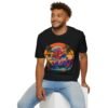 Unisex Surfing Sunset T-Shirt , Retro Tropical Palm Beach Graphic Tee