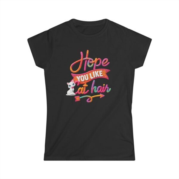 Women's Cat Hair T-Shirt,  Cute Cat Lover Graphic Tee, Thread Effect