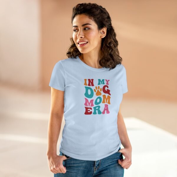 In My Dog Mom Era T-Shirt , Women's Dog Mom Tee, Colorful Retro Paw Design, Thread Effect Design