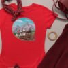 Cowboy Wagon Scene Tee, Mountain Ranch Hayride Graphic Shirt
