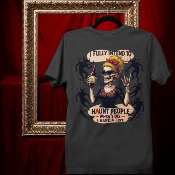 Funny Women’s T-Shirt, Halloween Skull Girl Tee, Embroidery Style Design