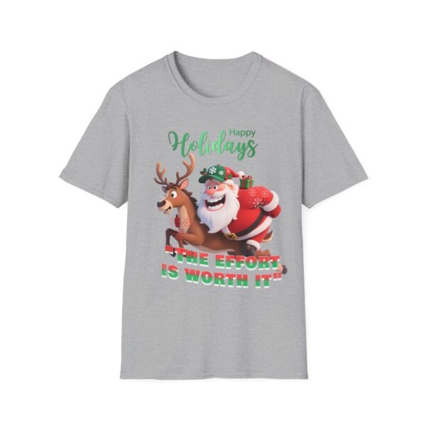 Festive Lightweight Holiday T-Shirt Soft, Breathable Christmas Tee with Fun Santa & Reindeer Design, Perfect Holiday Gift, Shop Now