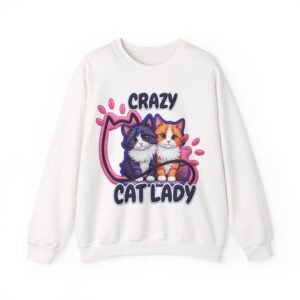 12734126226575797240_2048.jpeg Crazy Cat Lady Sweatshirt , Cute Two Cats Crewneck for Cat Lovers, 3D Embroidery Effect Design