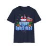 Merry Christmas T-Shirt Big Design,  Festive Santa Sleigh Holiday Tee