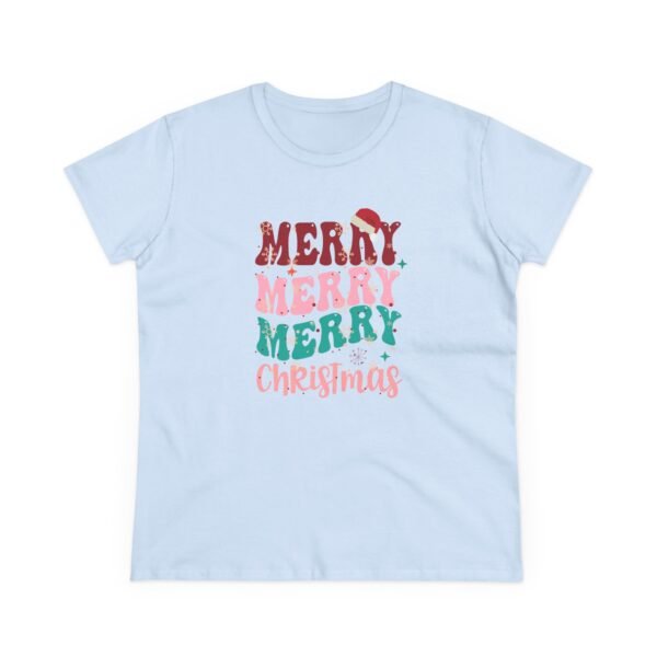 1317060416659479381_2048.jpeg Merry Merry Merry Christmas Tee, Women’s Festive Holiday T‑Shirt