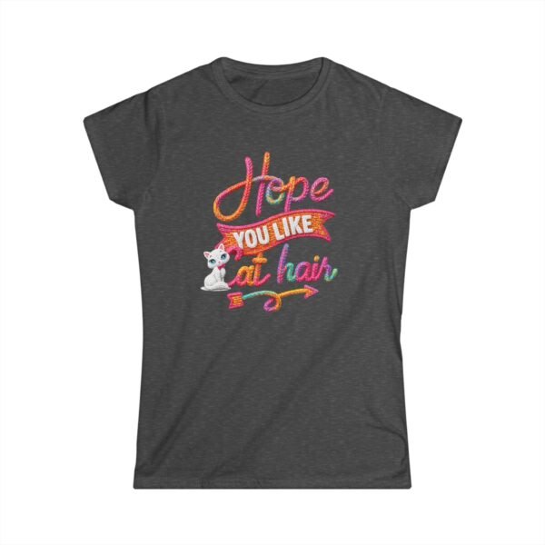 Women's Cat Hair T-Shirt,  Cute Cat Lover Graphic Tee, Thread Effect