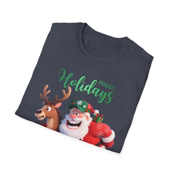 Festive Lightweight Holiday T-Shirt Soft, Breathable Christmas Tee with Fun Santa & Reindeer Design, Perfect Holiday Gift, Shop Now
