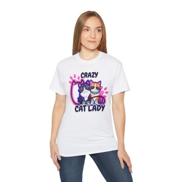 Crazy Cat Lady T-Shirt,  Cute Colorful Kitten Graphic Tee for Cat Lovers, 3D Embroidery Effect