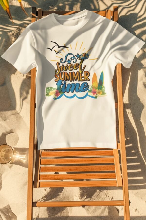 Unisex Sweet Summer Time T-Shirt,  Beach Surf Graphic Tee