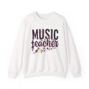 Music Teacher Sweatshirt,  Cozy Unisex Crewneck with Elegant Musical Design, Comfortable, Warm & Meaningful Gift for Educators