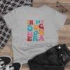 In My Dog Mom Era T-Shirt , Women's Dog Mom Tee, Colorful Retro Paw Design, Thread Effect Design