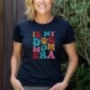 In My Dog Mom Era T-Shirt , Women’s Dog Mom Tee, Colorful Retro Paw Design, Thread-Style Design