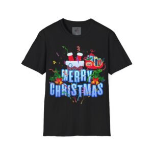 Merry Christmas T-Shirt Big Design,  Festive Santa Sleigh Holiday Tee